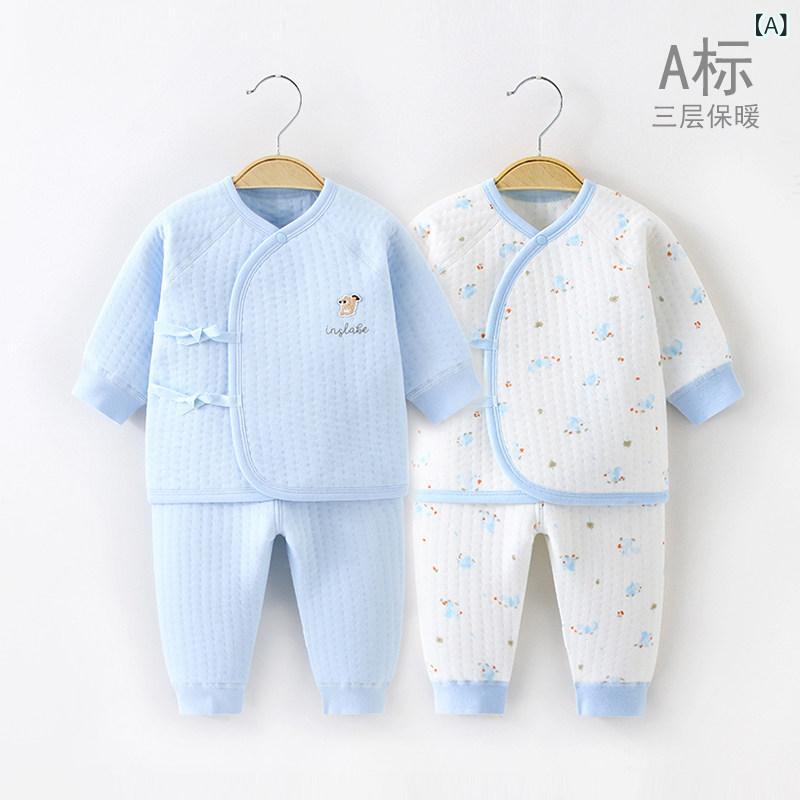 ベビー 薄手 パジャマ ベビー 保温 下着 綿 新生児 修道 服 秋冬 キルティング 秋服 秋 パンツ 厚手