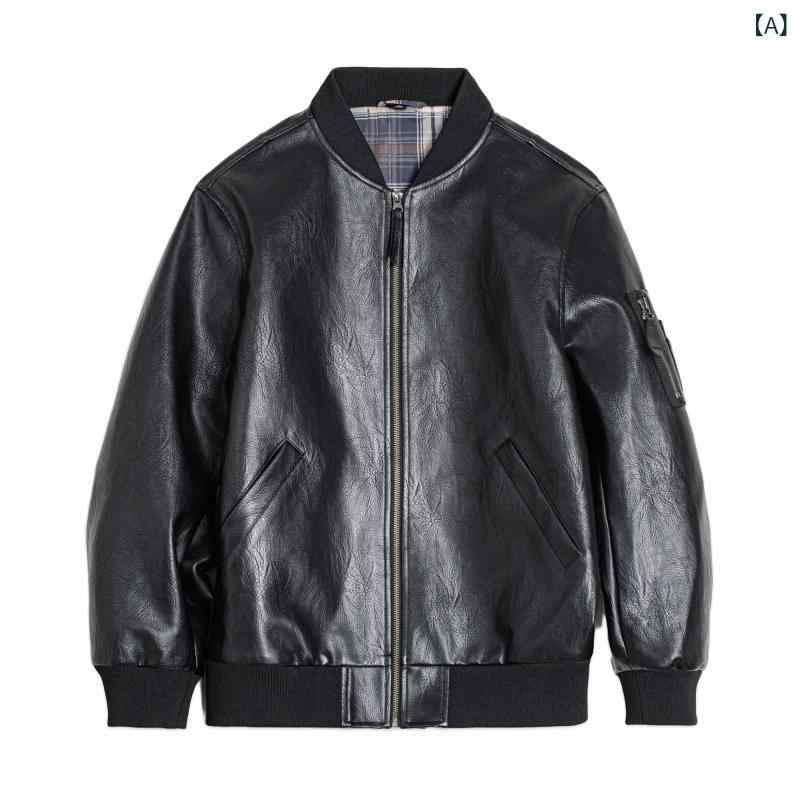 ma1 ボンバー ジャケット Madden アメリカン ブラック MA 1 パイロット レザージャケット クールで スタイリッシュな メンズ ライチ 柄 ショート コート 秋 スタイル。