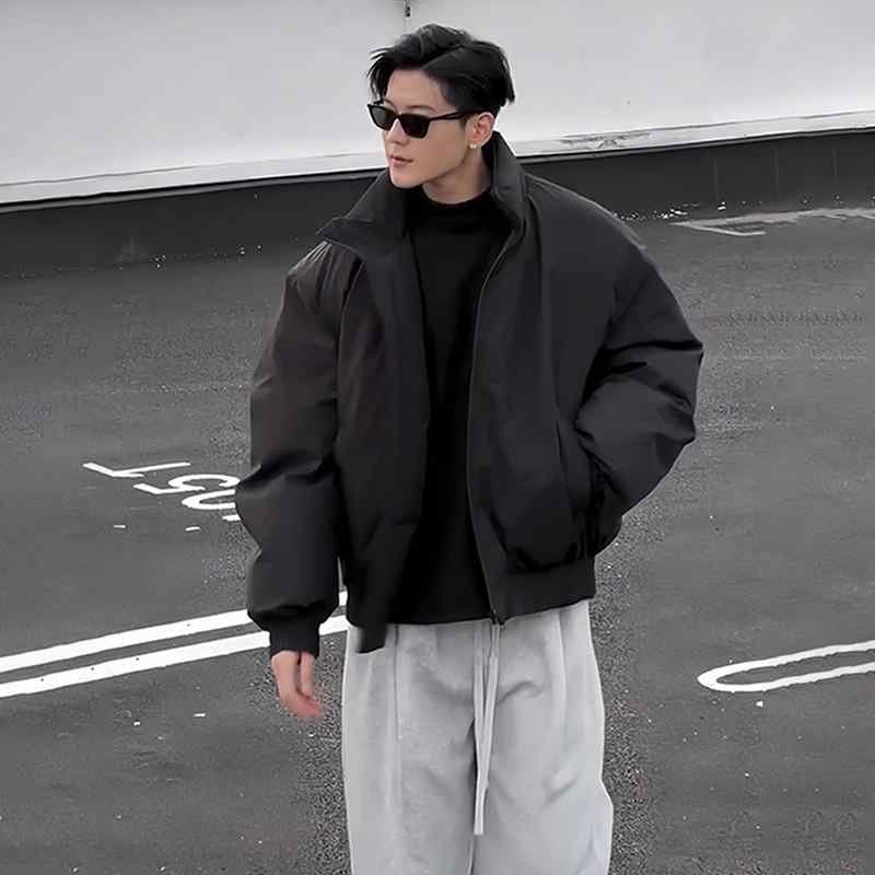 上衣 メンズ 飛翔 落ちこむ 黒 御前上等感 秋冬 厚地の外套影ぼうし 短丈 細工物 アウター アメリカン ベイスボール風 保温 軽さ ミリタリー 普段使い
