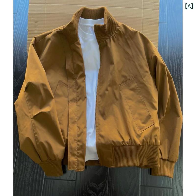 ma1 ボンバー ジャケット ハン リ チェンの アメリカン ボン バー ジャケット メンズ 秋冬用 すっきりと した シルエットの ショート 丈 コットンジャケット ベースボール