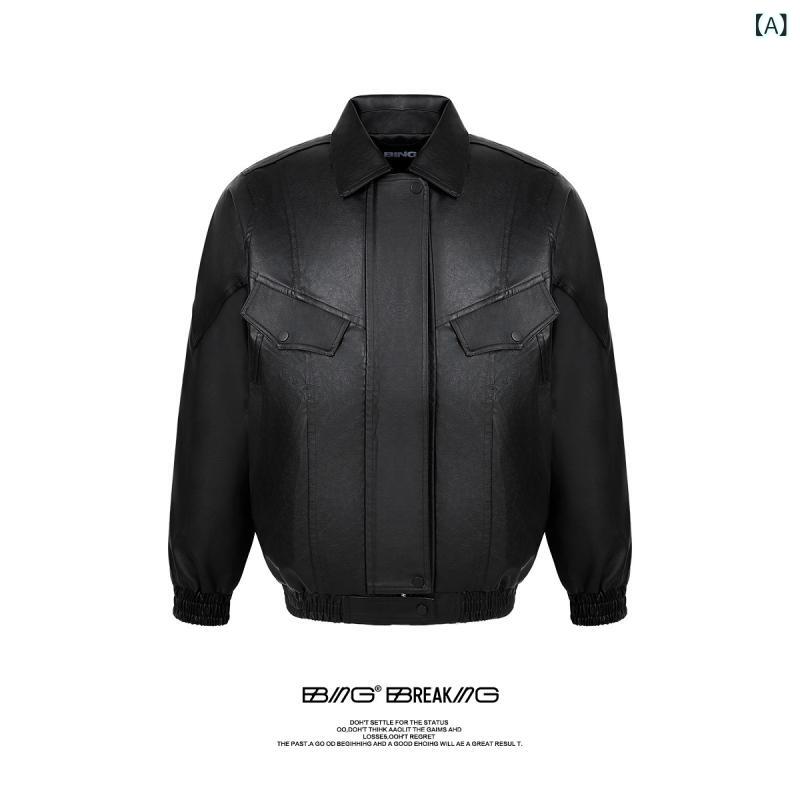 メンズ ライダース 今季 ライダージャケット BING アメリカン メンズ モーター サイクル レザージャケット 2024 春秋 スタイル レトロ PU ジャケット な カップル カジュアル コート。