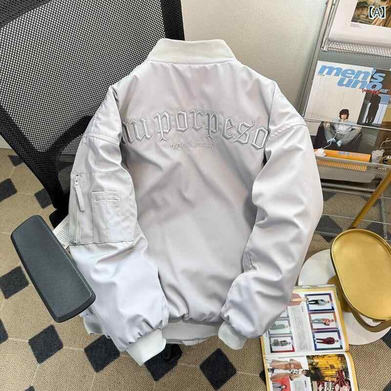 ma1 ボンバー ジャケット 秋冬 アメリカン 刺繍 ジャケット 厚手 ボン バー 万能 コットンコート 感 ある ベースボール コットンジャケット メンズ