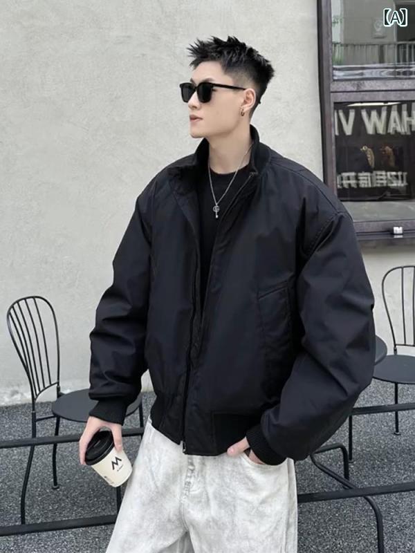 ma1 ボンバー ジャケット アメリカン ボン バー ジャケット メンズ 冬用 厚手 高級 OOTD コート スタンドカラーの ワークウェアの 野球 ユニフォーム