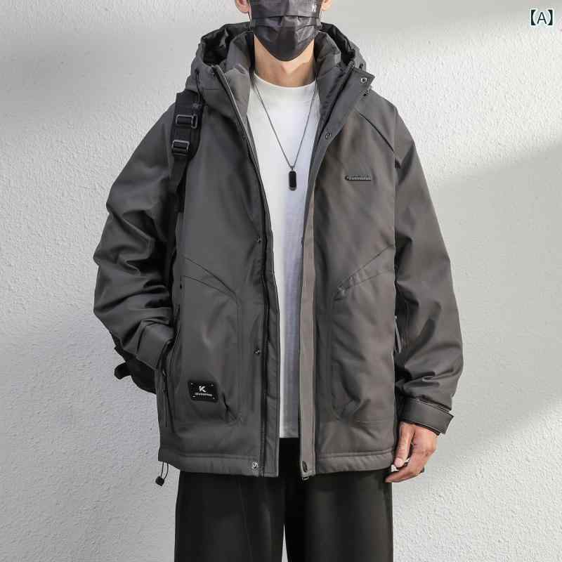 メンズ 厚地の外套 上衣 今期 成人男性用 アウトドア用 保温性が 高さ 落ち込む 上衣 パーカー 冬に 生あたたかい 朦々たる フリース 裏地の ウィンドブレーカー。
