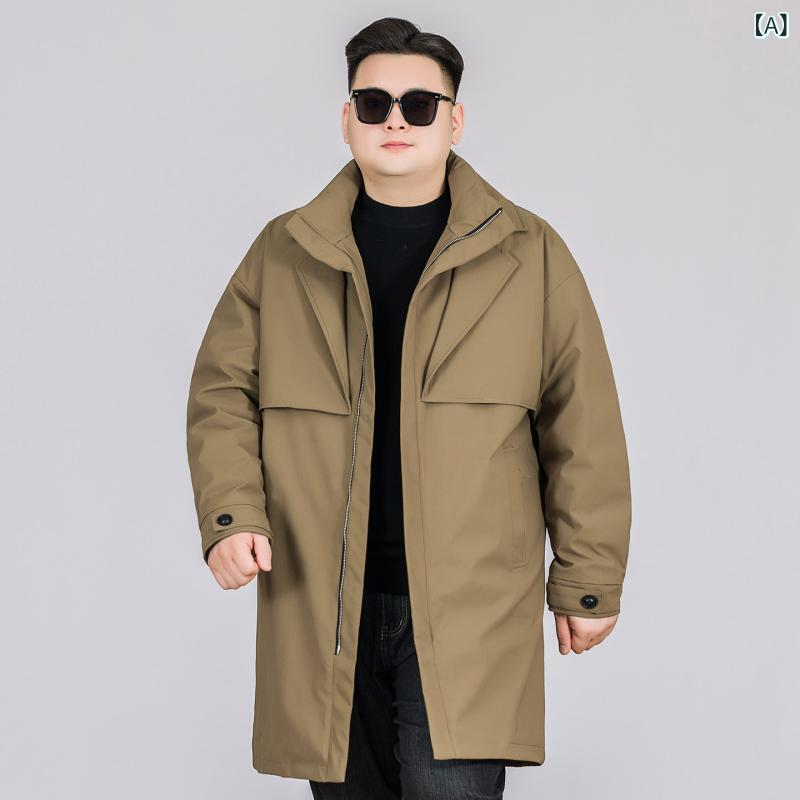 メンズ コート ジャケット 今期 男性用 大きめ サイズ ミドル 丈 ダウン ジャケット スタンドカラー ホワイトダックダウン 90 % 冬用 厚手 ウィンドブレーカー / パーカー。|サポートシェアグローバル