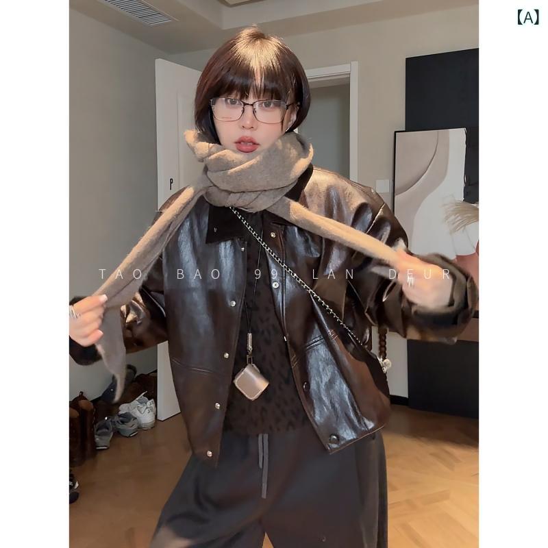 レディース ライダース 今季 美シルエット 皮ジャン ノーカラー JIUJIU【 Wild Poet】 レトロ アメリカン スタイル レザージャケット フィット スリミング ショート ダウン ジャケット 25,936円