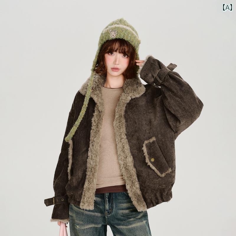 レディース ライダース 今季 美影ぼうし 皮ジャン 否色つや Girlyhalo アメリカン レトロ プラッシュ 上衣 レディース 冬物新 表現スタイル 朦々たる 生あたたかい ゆったり 相応う トップス