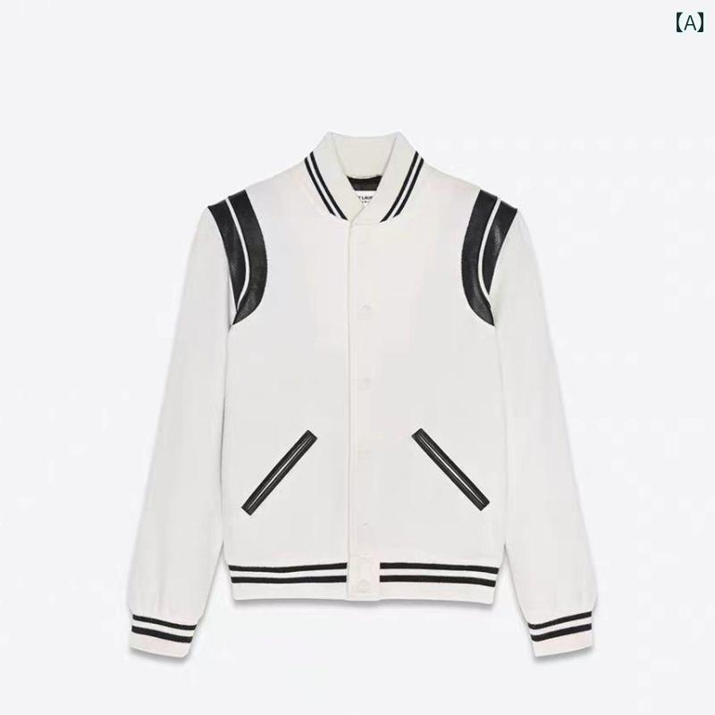レディース ライダース 今季 美影ぼうし 皮ジャン 否色つや SLP 野球 上衣 羊毛 厚地の外套 レディース 革 パッチワーク メンズ遊撃手 二人組の 御召しもの。