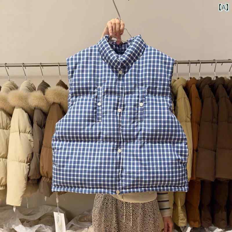 ダウンベスト 女性用 ショート丈 厚手 保温 軽量 カジュアル シングルボタン スタンドカラー 秋冬 アウター 日常使い ナイロン素材