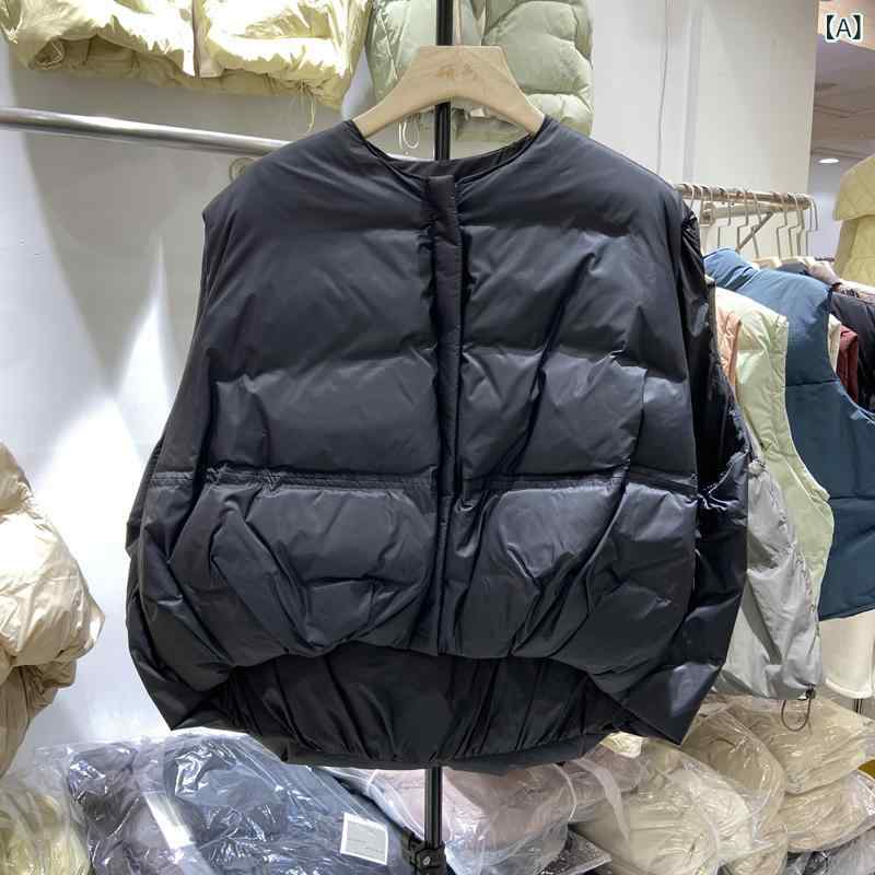 ダウン ベスト レディース 秋冬 クルーネック シンプル 軽量 フィット ホワイトダックダウン スタイリッシュ アウター 暖か 防寒 日常使い