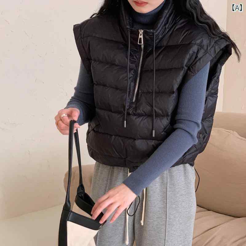 レディース ダウン ベスト 厚手 保温 高級感 プルオーバー 白鴨ダウン ボリュームシルエット アウター 秋冬 暖か 軽量 通勤 普段使い