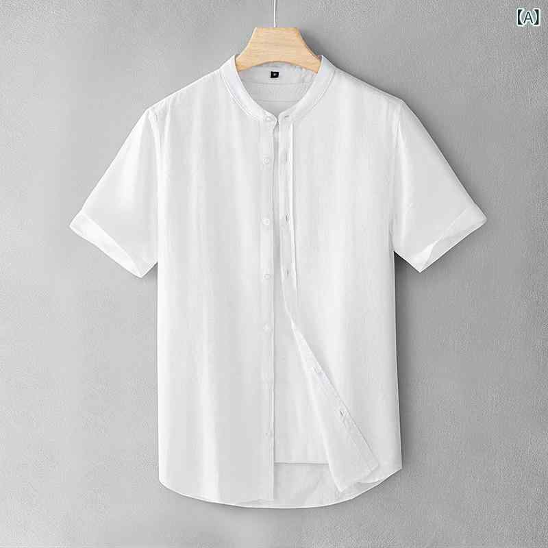 プルオーバー メンズ 夏用 半袖 照明ランプ色つや ゆったり 薄っぺら 綿織物リネン 吸湿速乾 分かりやすい 第一義的 トップス 通い 普段使い