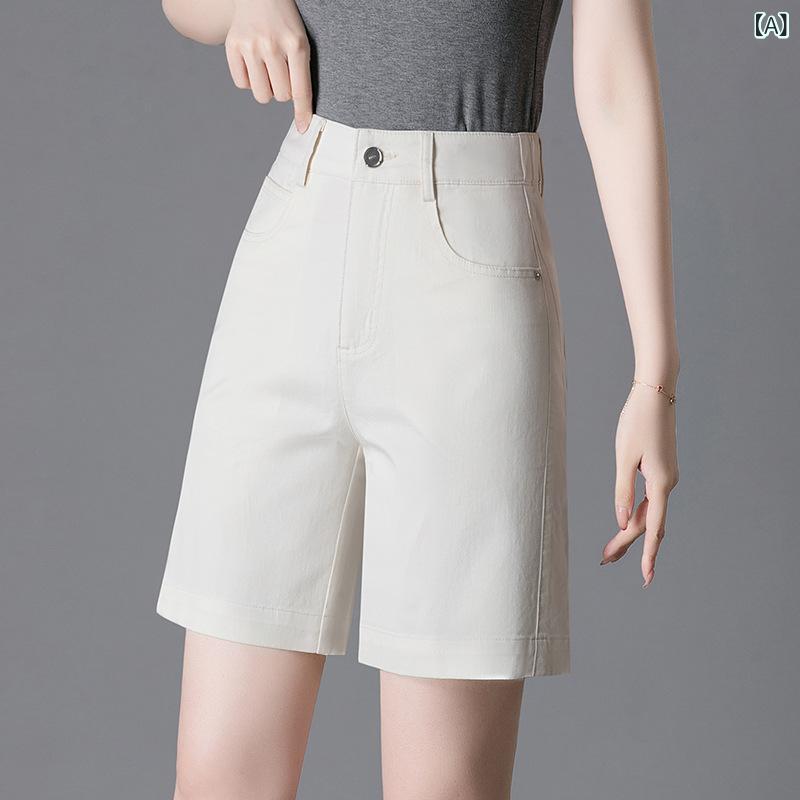 レディース 高腰 Aライン ワイドレッグ ショートパンツ 夏用 薄手 ゆったり カジュアル 膝上丈 スリム スタイリッシュ 軽量 普段使い