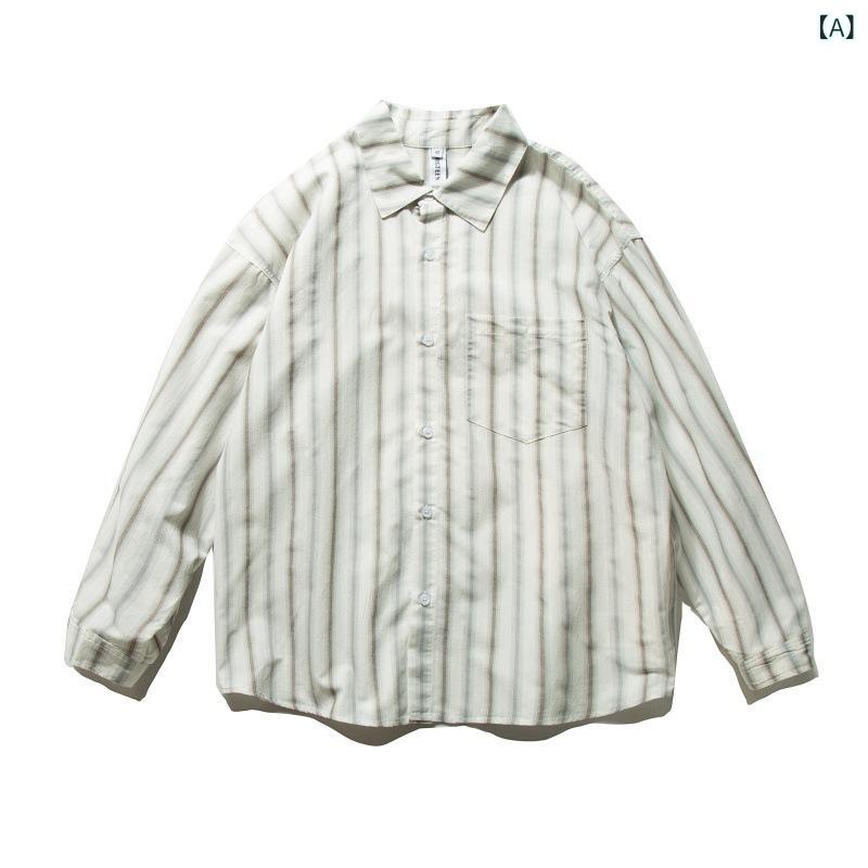 プルオーバー メンズ 縞模様 分かりやすい ゆったり 長袖  レトロ  春夏 心地よい トップス 綿織物混 軽さ 吸湿速乾