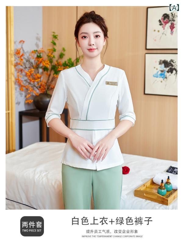 夏用 半袖 レディース 美容師 やり方服 美容院 エステ SPA ネイル 赤ちょうちん用 制服 当たること冷感 綿原料品 吸湿速乾 軽さ 通気性 伸縮性 もの堅い 今めかしい