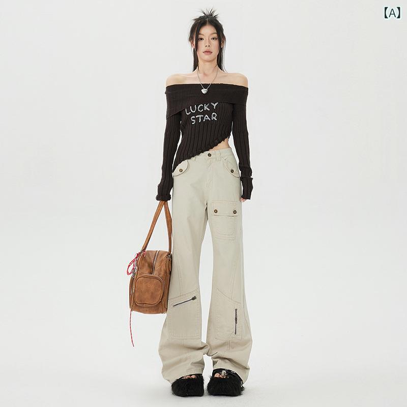 レディース フレアパンツ ハイウエスト カーゴ 多ポケット フィット ロング丈 スリム効果 アメリカンスタイル 秋用 ストレッチ素材 普段使い