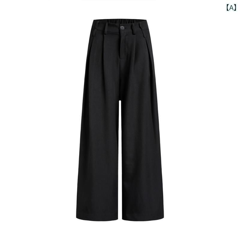 メンズ ワイドレッグパンツ ゆったり シンプル 欧米スタイル カジュアル ロングパンツ ドレープ感 フルレングス 普段使い ストリートファッション 軽量素材 伸縮性