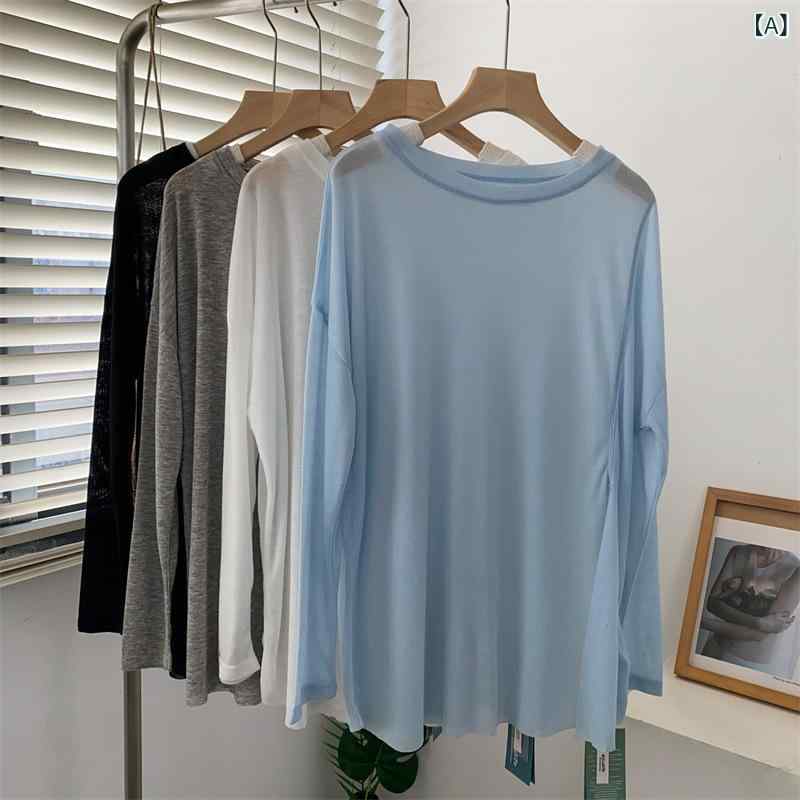 Tシャツ レディース 長袖 春夏 軽量 サイドスリット ゆったり スリム見え シースルー UVカット 防晒 カバーアップ トップス