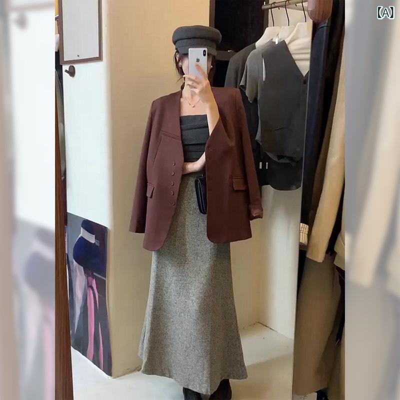 テーラードジャケット レディース 秋 高級感 スタイリッシュ フェミニン 韓国 ショート丈 軽量 普段使い モダンシルエット 切り替え
