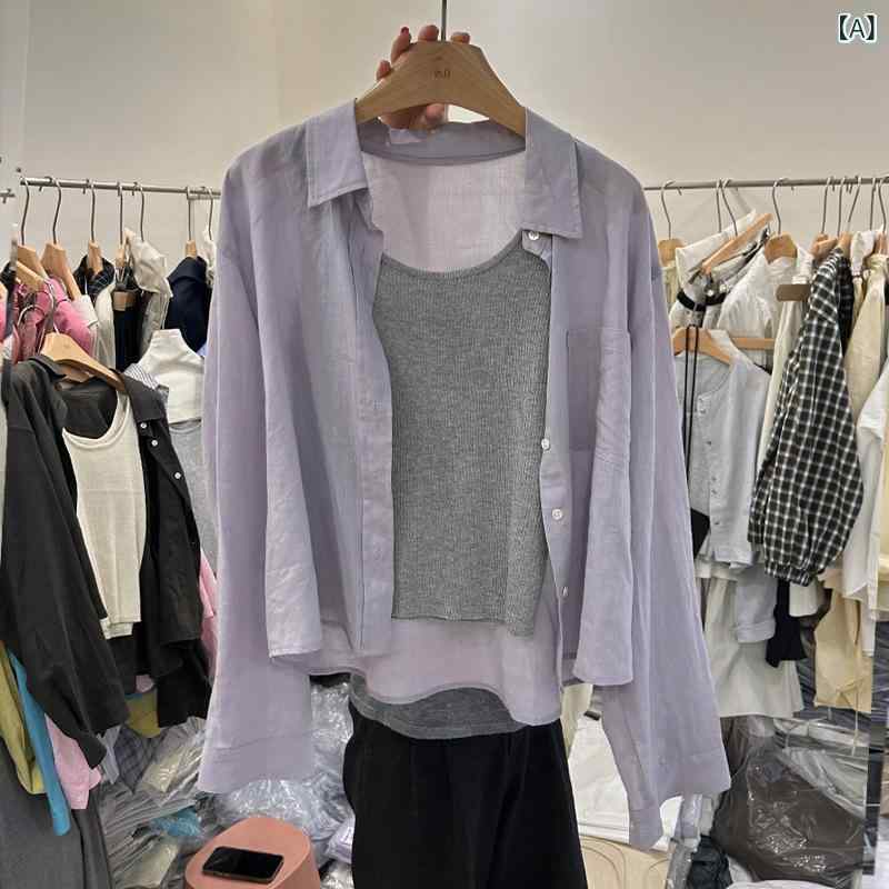 レディース 春夏 麻 ブラウス ベスト 2点セット UVカット フレンチスタイル リネン ラミー 通気性 軽量 吸湿速乾 トップス アウター 普段使い