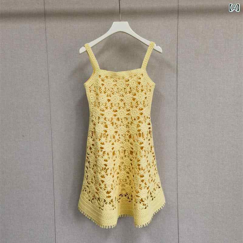 レディース 夏 リゾート ニット 吊り帯 スカート セット 編み込み 透け 花柄 フレンチスタイル 軽やか 華やか 膝丈 ミディ シルエット 通勤 普段使い 伸縮性 吸湿速乾 綿混 素材 6,129円