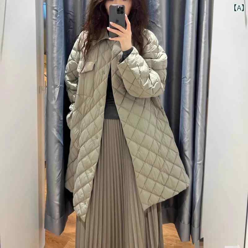 レディース 秋冬 キルティング 厚地の外套 斜方形透かし彫り柄 中長丈 軽さ 綿原料品 情の籠もった アウター 普段使い走り 防 今めかしい