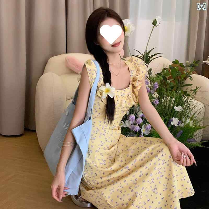 ワンピース レディース 夏 花柄 ロング ストラップ 肩紐 かわいい フェミニン スタイル 軽やか 通気性 吸湿速乾 優しい 印象 フレンチ テイスト