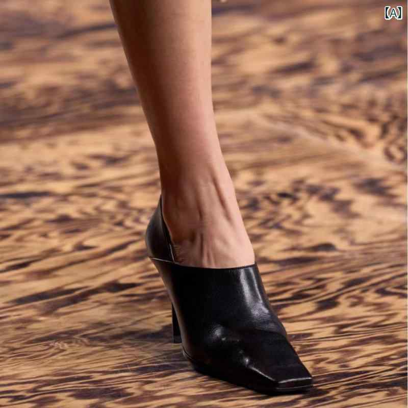 レディース スクエアトゥ 厚底 ハイヒール パンプス 広々とした大きさ 脚長成り行き か細い押し出し 流行り物 成人女性用 今めかしい 普段使い走り 軽さ 好いたらしい相応う