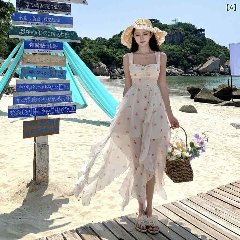 レディース 夏用 花柄 ノースリーブ ワンピース 海辺 リゾート ビーチドレス アシンメトリー エレガント スタイル 軽量 素材 吸湿速乾 機能 かわいい シルエット