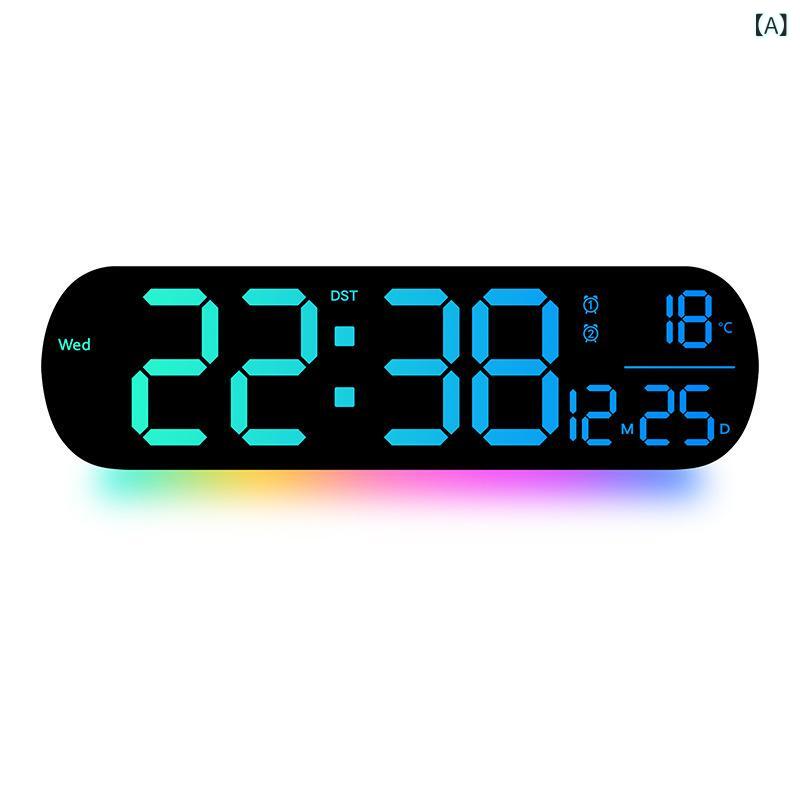 飾りつけ時辰儀 多役立つこと LED 大画面 デジタル陰電子時辰儀 RGB 色合い取り替えっこ リビング 室内装飾 目立つ見せびらかす 今日このごろ的