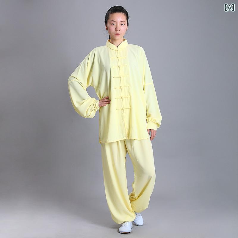 太極服 用 太極拳 パフォーマンスウェア 春 ゆったり 伸縮性 吸湿速乾 多色 アウトドア スポーツウェア 軽量 快適 練習着