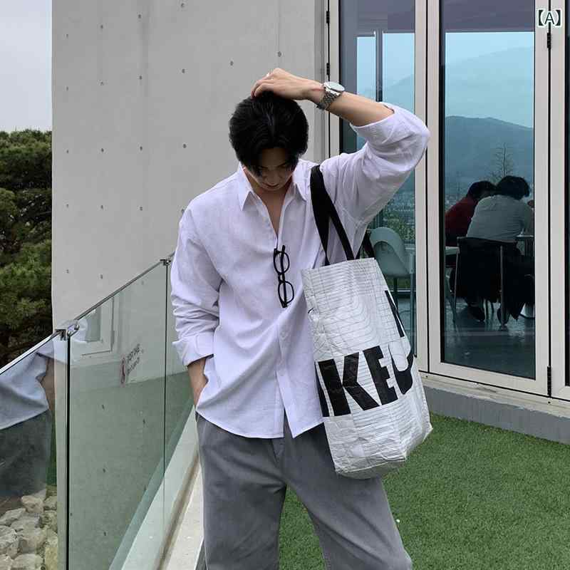 シャツ メンズ リネン 長袖 ゆったり ブルー 夏用 シンプル 爽やか 通気性 軽量 吸湿速乾 普段使い 合わせやすい トップス 麻素材 フィット カジュアル