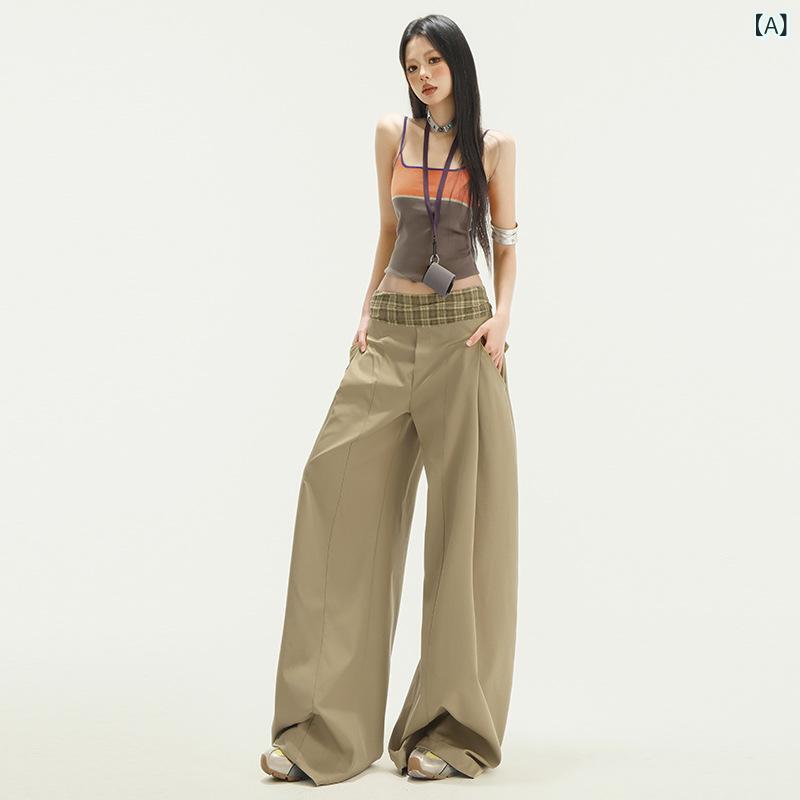 パンツ 女性用 チェック柄 切り替え ウエスト ワイドレッグ ゆったり ドレープ感 リラックス カジュアル 性 日常使い