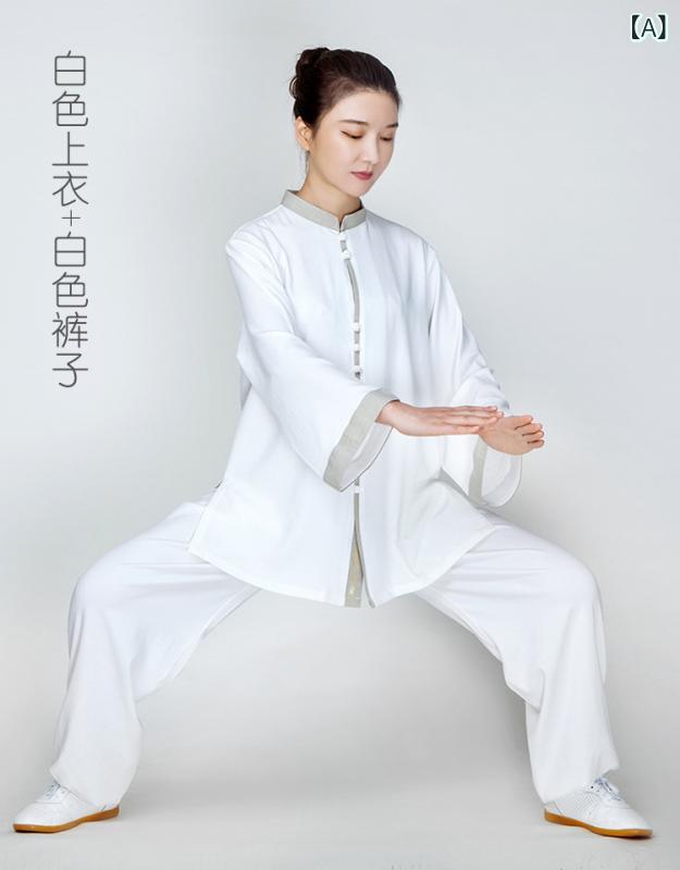 太極拳服 女性用 夏用 綿麻リネン 練習着 武術服 中国風 レジャースタイル 通気性 軽量 動きやすい トレーニングウェア 道着