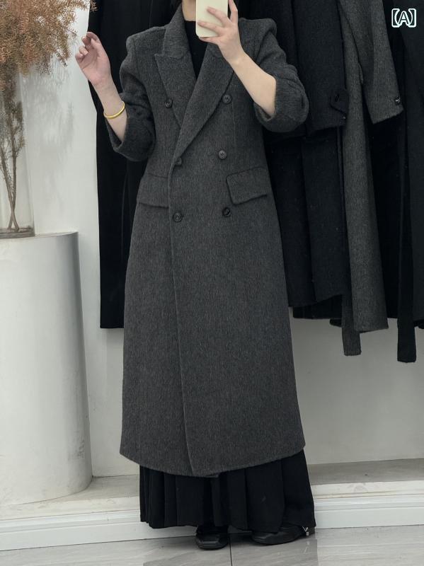 コート レディース ダブルフェイス カシミヤ ウール ダブルブレスト テーラードカラー ウエストシェイプ 厚手 アウター 秋冬 暖か スタイリッシュ 細身シルエット｜サポートシェアグローバル