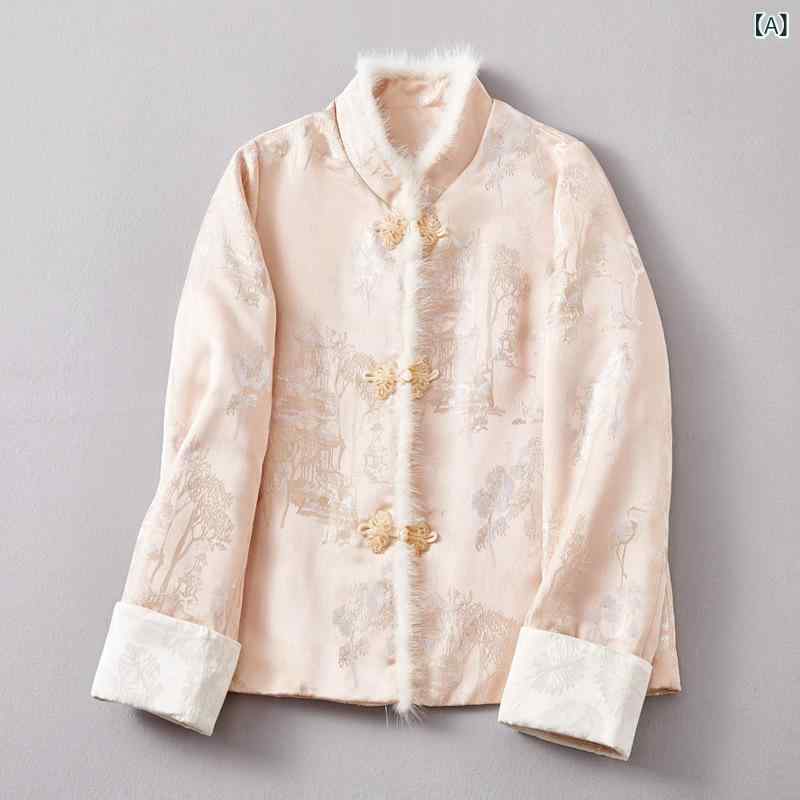禅服 中式 立襟 秋冬 色彩設計 綿原料品 朦朦たる 繻子 提花柄 アウター 御膳上等感 生あたたかい ゆったり影ぼうし 保温性 通い 普段使い