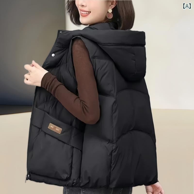 レディース ダウン ベスト 秋冬 ノースリーブ ゆったり 厚手 暖か アウター フィット 羽毛 保温 普段使い 軽量 保湿