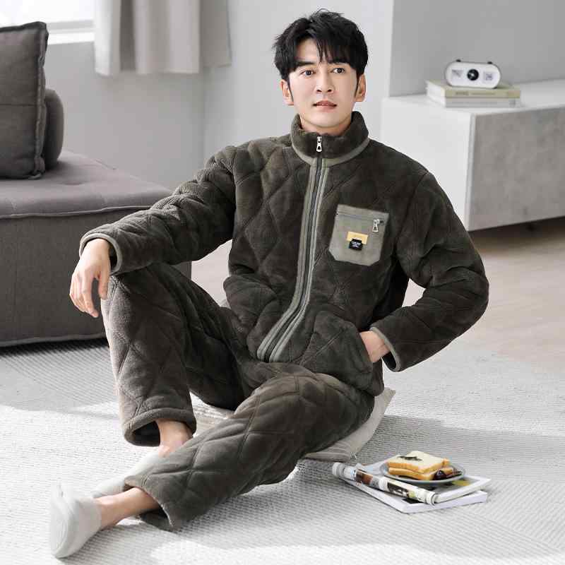 パジャマ メンズ 朦々たる 綿ネル コーラルフリース 起毛 秋冬 仕掛ける お部屋お召しもの 出で立つ着 用 生あたたかい パステル色の 保温 普段使い
