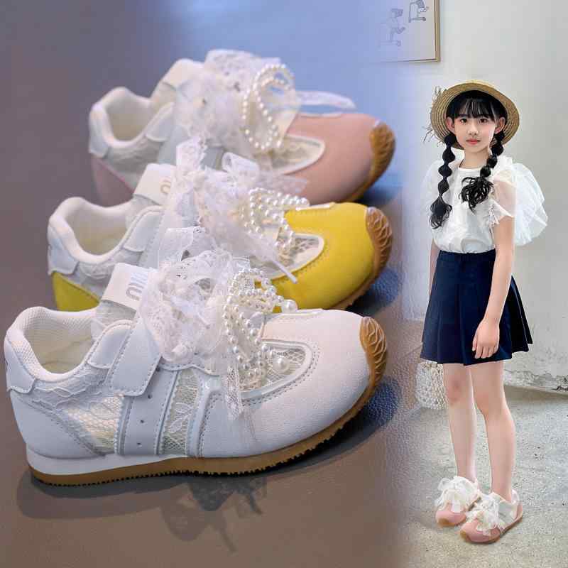 スニーカー 女の子 レース デニム メッシュ 通気性 速乾 夏 カジュアル 運動 フラット 軽量 日常使い 通学 遊び アウトドア