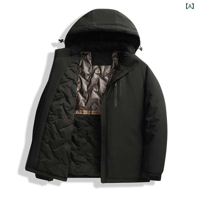ジャケット メンズ 秋冬 アウトドア 登山 ハイキング用 防風 保温 ゆったり ビッグシルエット 大きめサイズ フード付き 綿素材 暖か