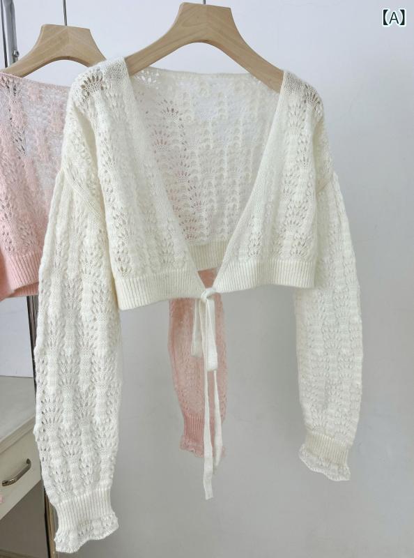 レディース ニット トップス かわいい クロス ストラップ 短め アルパカ毛 透け 接触冷感 UVカット 夏用 軽量 吸湿速乾 防晒 服