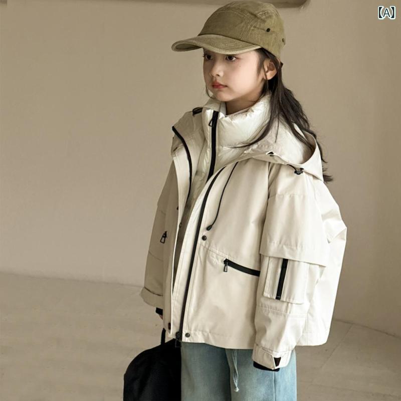 キッズ 落ちこむ上衣 お坊っちゃん 御姉さん 冬用 ボンネット付き添い人 アウター 朦々たる 生あたたかい 白鴨落ちこむ スキーの板服 アウトドア 保暖性 軽さ 伸縮性 吸湿速乾