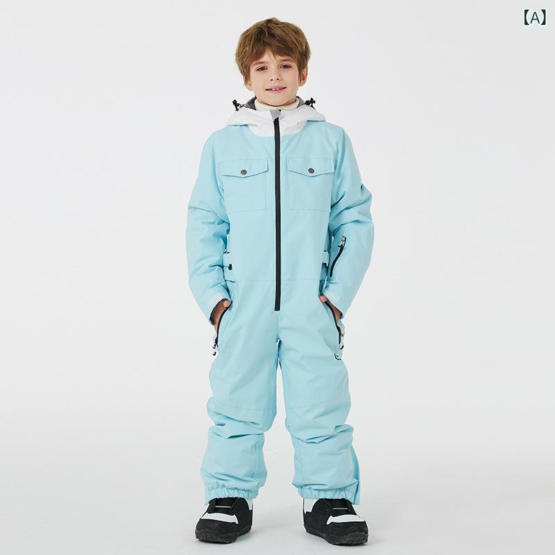 キッズ 連体スキー服 男の子 女の子 冬用 防水 保温 厚手 アウトドア スノーボード スキー ジャンプスーツ ユニセックス 暖か 防寒