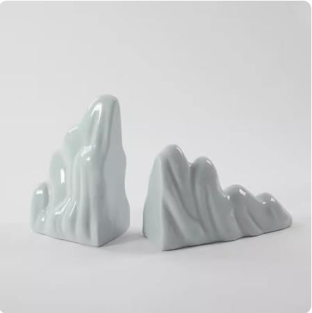 ブックエンド 中国 陶器製 ミニチュア山水 伝統工芸 インテリア雑貨 リビング 書斎 ディスプレイ 置物 装飾品