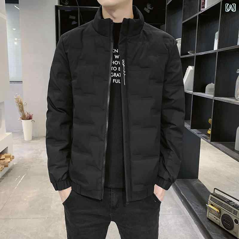 メンズ ダウンジャケット 軽量 薄手 白鴨ダウン 秋冬 暖か スタンドカラー 普段使い アウター 保暖性 通勤用 向け 軽い着心地 防寒 コート