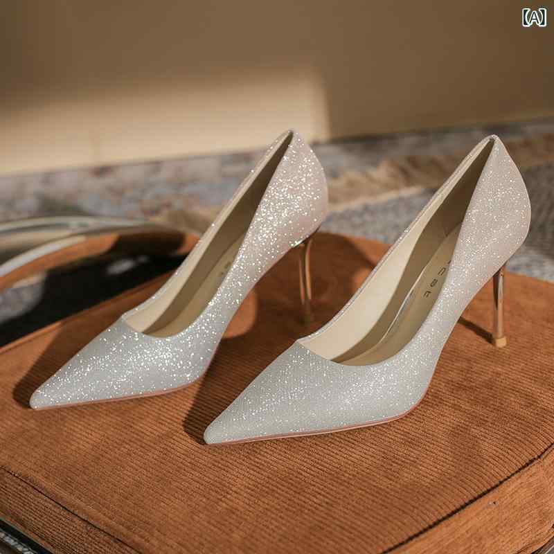 パンプス レディース フレンチ表現スタイル グラデーション ポインテッドトゥ 細踵 浅口 華燭の典シューズ 窈窕たる 色っぽい  華燭の典用 成人女性用 ハイヒール 痛いところ今めかしい 軽さ 好いたらしい 歩き分かりやすい
