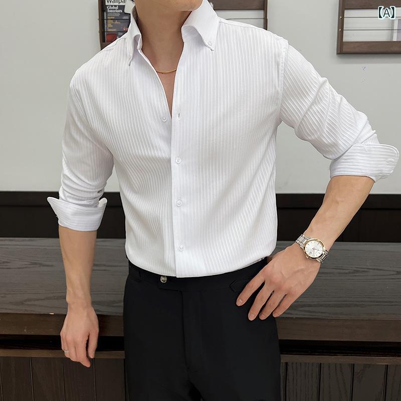 シャツ メンズ 春 高級感 ワッフル柄 スタンドカラー 長袖 シームレス ドレープ ワーク 綿混 軽量 通勤 普段使い 4,781円