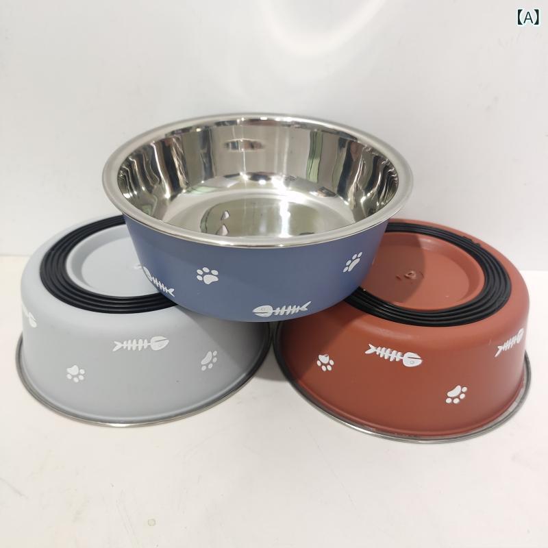 ペットボウル ステンレス製 犬猫用 飲み食い器 防滑 防転倒 二重構造 プリント柄 耐久性 衛生 軽量 簡単洗い 日常使い|サポートシェアグローバル