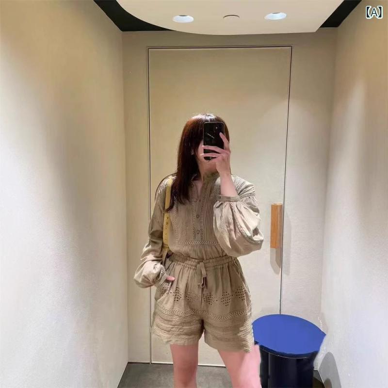 レディース トップ 春夏 愛くるしげ 若い衆 刺しゅう 透け スピード競技 立ち襟 筋目 ゆったり 長袖  トップス 口さかしい 女子らしい 愛くるしげ 表現スタイル