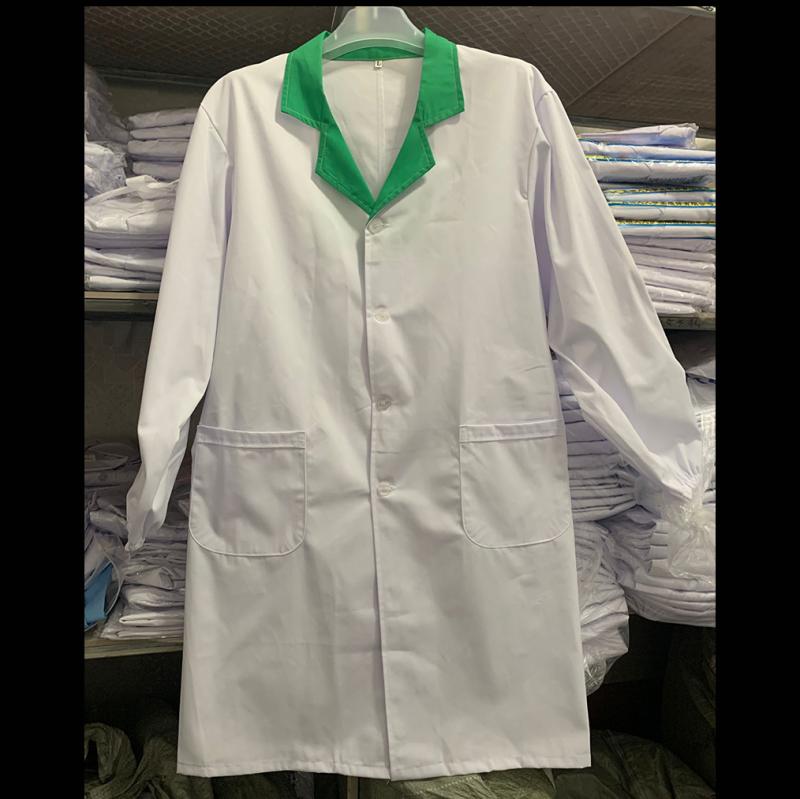 診療白衣 緑襟 長袖 男女兼用 夏用 冬用 お医者さん服 看護服 薬種屋用 厚リストバンド 耐久出どころ 仕事着 通い相応う 役立つこと性原料品 労働者階級表現スタイル